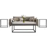 Wynn 3 Piece Coffee Set in Solid Grey Marble & Iron